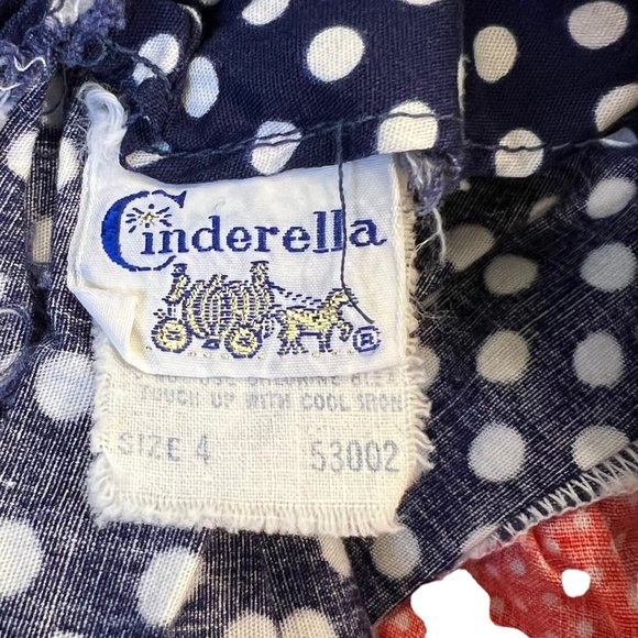 Cinderella Stop the Press Vintage Orange/Blue Polka Dot 70s 4T Dress - Picture 3 of 7